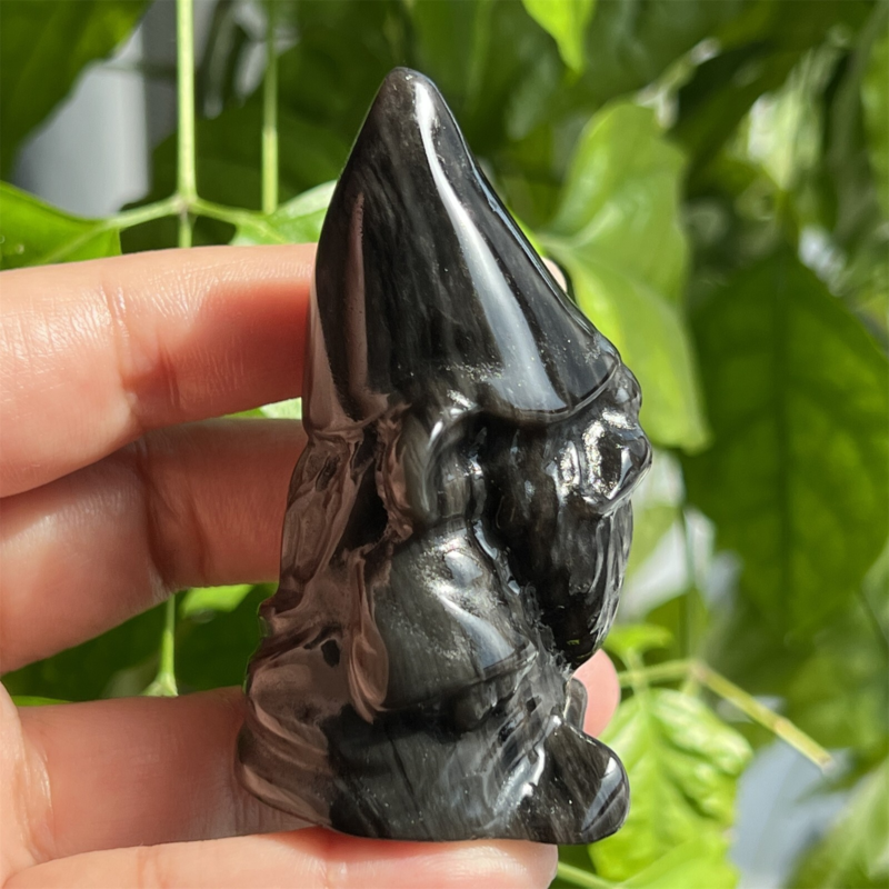 2.7Inch Natural Silver Obsidian Skull Crystal Quartz Carved Dwarf Skull Repair1Pieces