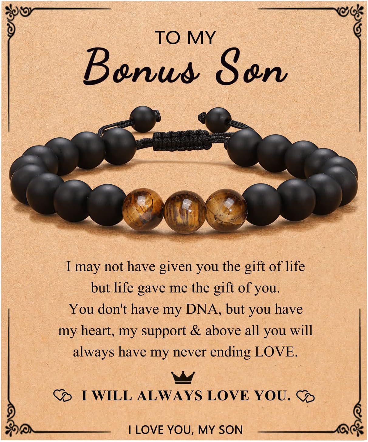 Birthday Gift Bracelet Christmas Father's Day Gift Accessories Tigereye Frosted Stone Men's Bracelet