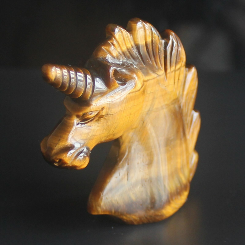 HLbshi Hand Carved Mixed Gemstone quartz crystal Unicorn animal Figurine Carving