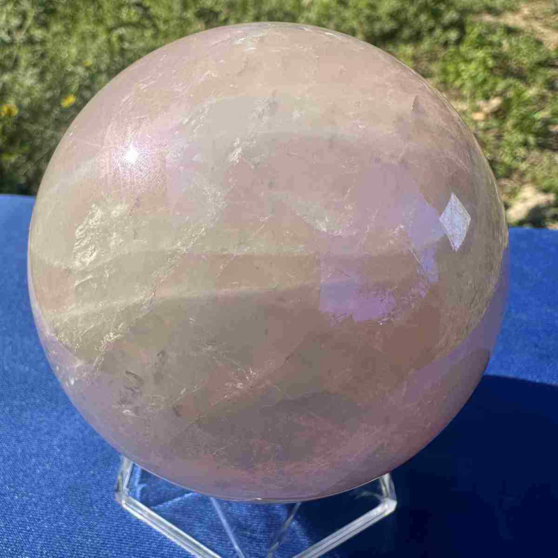 825g electroplate Natural pink rose Quartz Ball Crystal Sphere Healing decor
