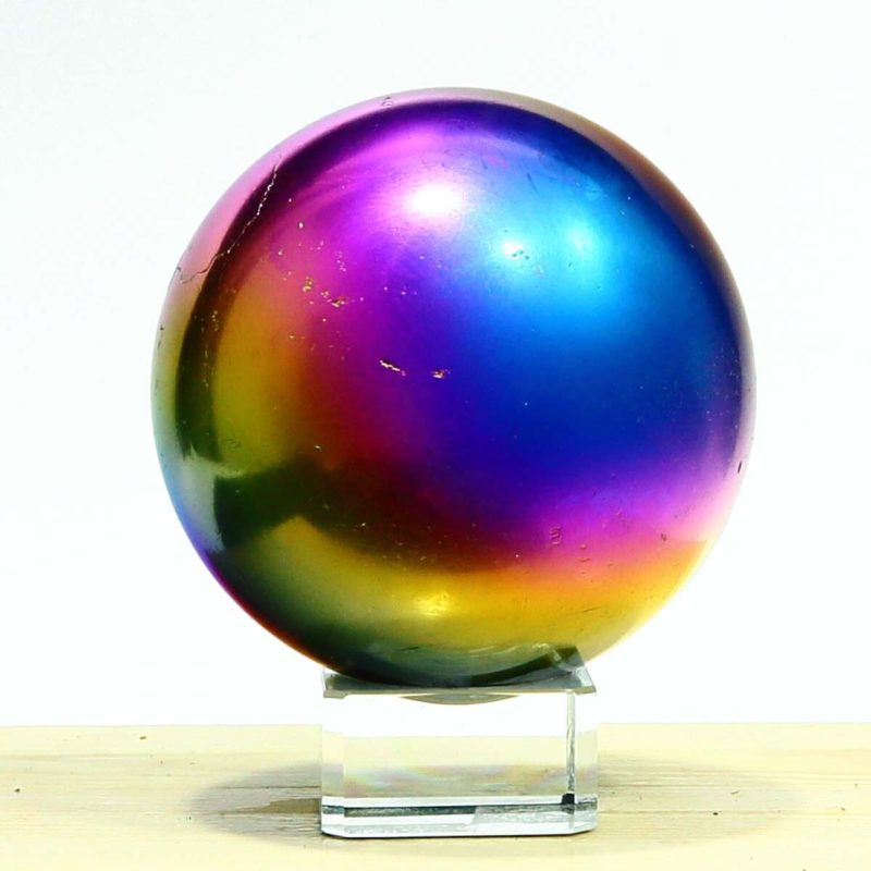 611g Natural Crystal Electroplated Rainbow Crystal Ball Quartz Sphere Healing