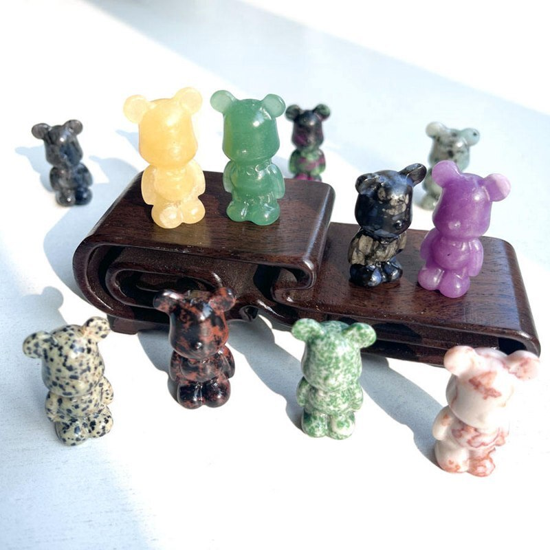 Natural Quartz Crystal Gloomy Little Bear Healing Rock Carved Animal Stone Gift