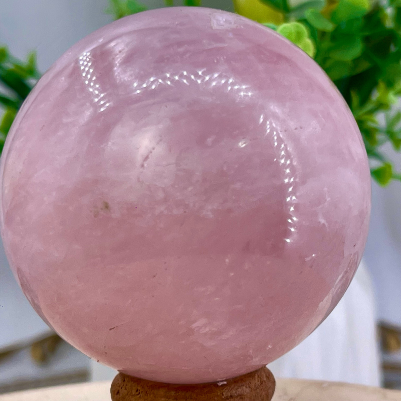 352G Natural Crystal Pink Rose Chakra Quartz Sphere healing ball Specimen