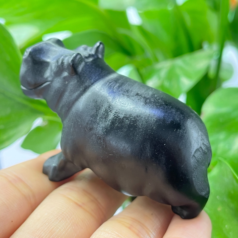 1pc Natural obsidian hippo carved Quartz Crystal animal Skull Reiki random 2.2"