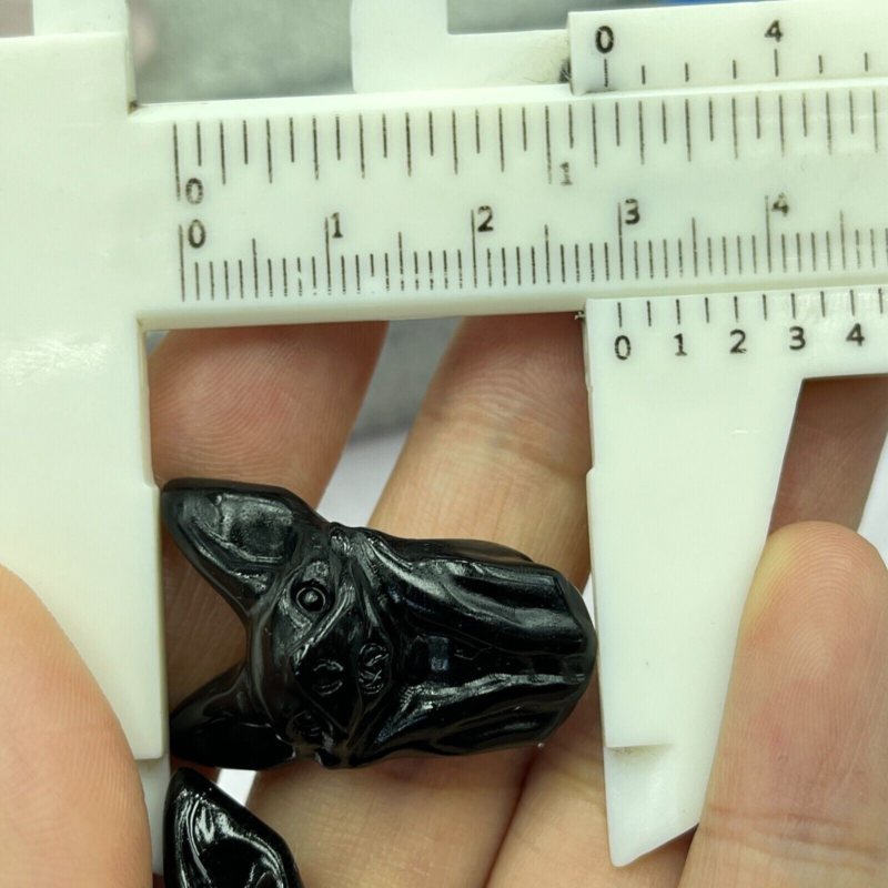 2pc Natural obsidian mini bat carved quartz crystal animal skull reiki gift
