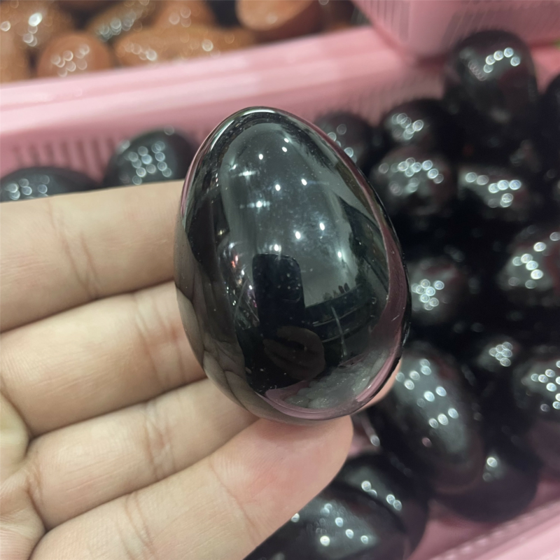 80g+ Natural obsidian Egg Quartz Carved Crystal Massage Reiki Healing 1pc