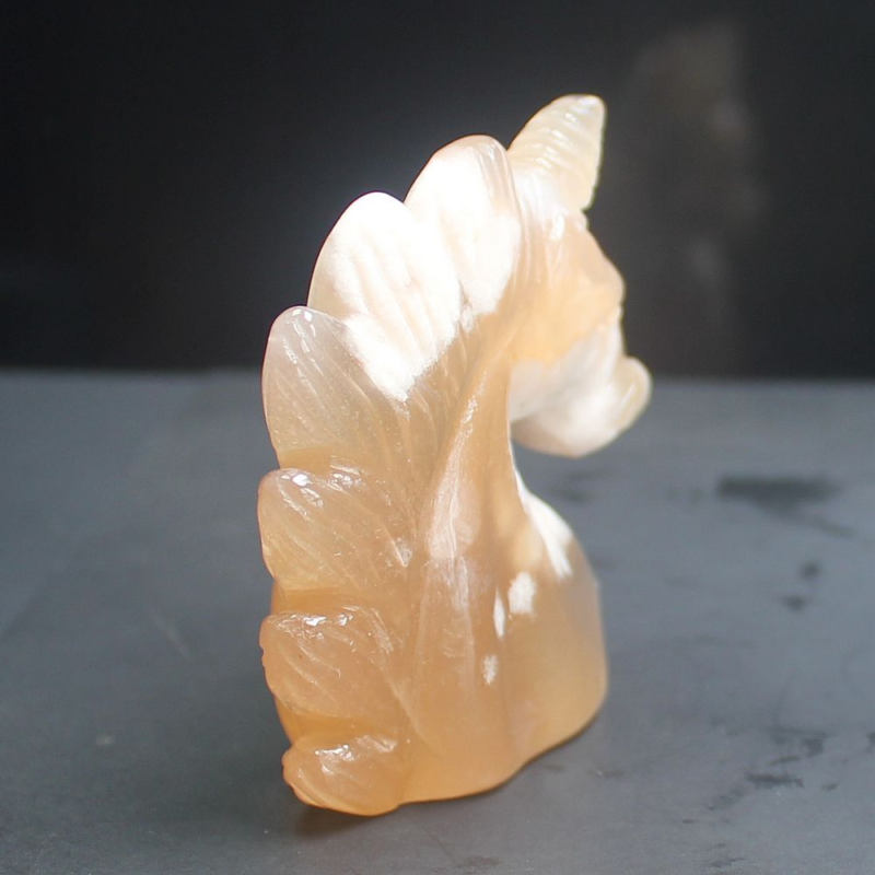 HLbshi Hand Carved Mixed Gemstone quartz crystal Unicorn animal Figurine Carving