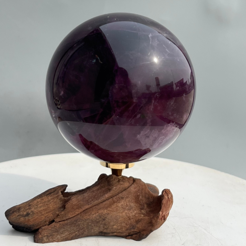 580g Natural Fluorite ball Colorful Quartz Crystal Gemstone Healing + Stand