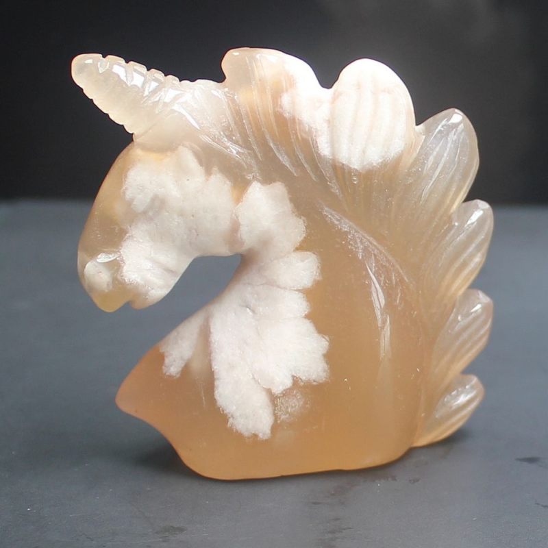 HLbshi Hand Carved Mixed Gemstone quartz crystal Unicorn animal Figurine Carving