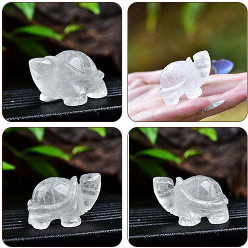Natural Quartz Carved Longevity Tortoise Crystal Healing Gemstone Animal Turtle