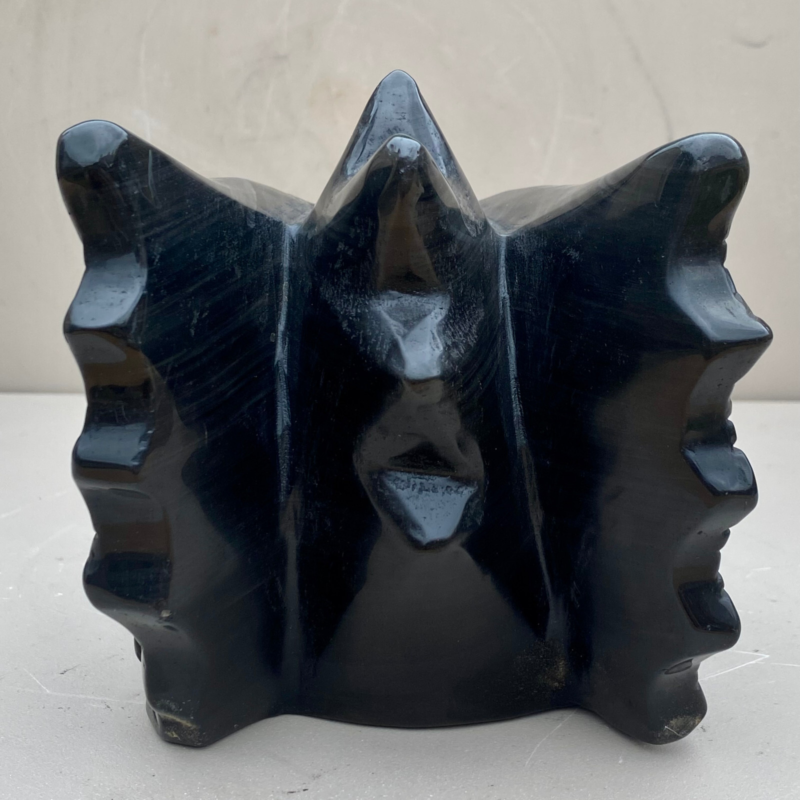 7.6LB natural obsidian carved dragon Head crystal ornaments Reiki energy healing
