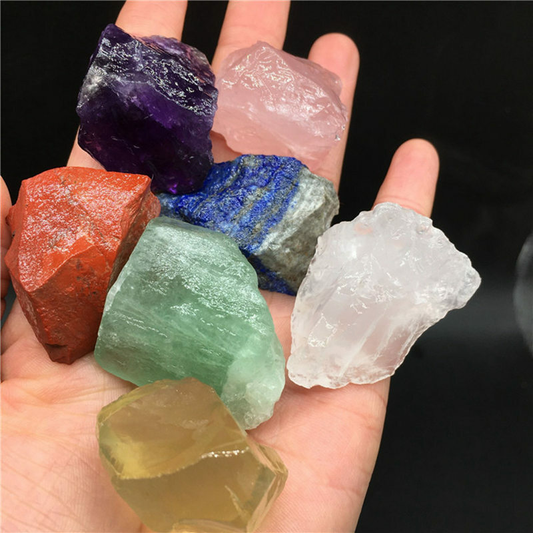 5Sets 7 Chakra Energy Natural Quartz Crystal Rough Reiki Balance Gemstone Gift