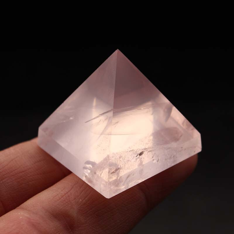 HOT Natural Pink Rose Quartz Crystal Pyramid Gemstone Healing Energy Tower Decor