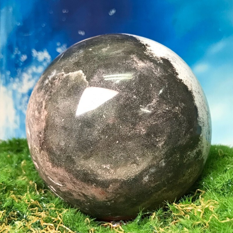 555G Rare Natural Ocean Jasper Quartz Ball Crystal Ball Sample Repair