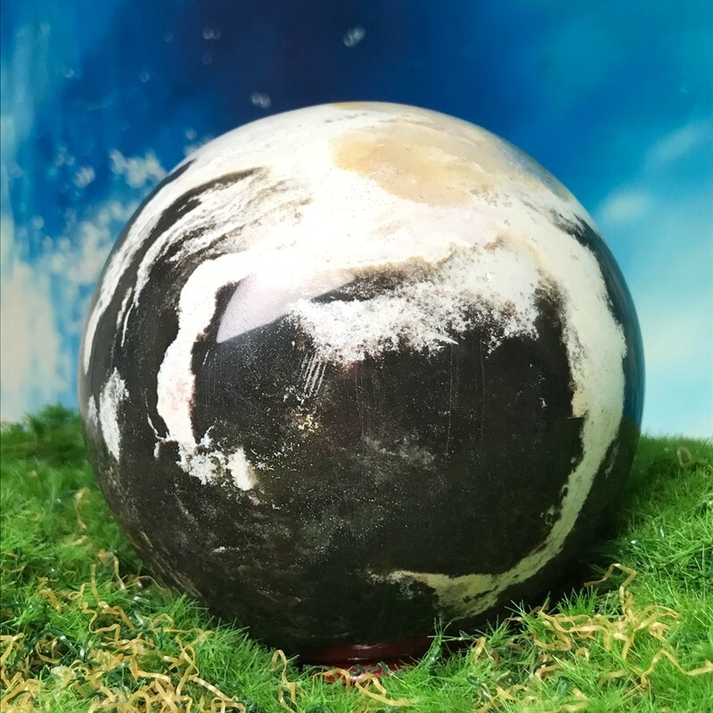 555G Rare Natural Ocean Jasper Quartz Ball Crystal Ball Sample Repair