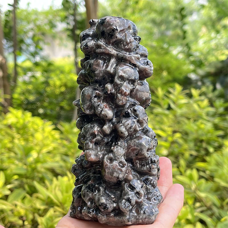 500g+ Natural yooperlite hell skull carved Quartz Crystal skull Energy Healing