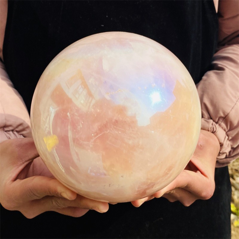 4780g  Rose Crystal Ball Treasure electroplated Powder Healing Sphere