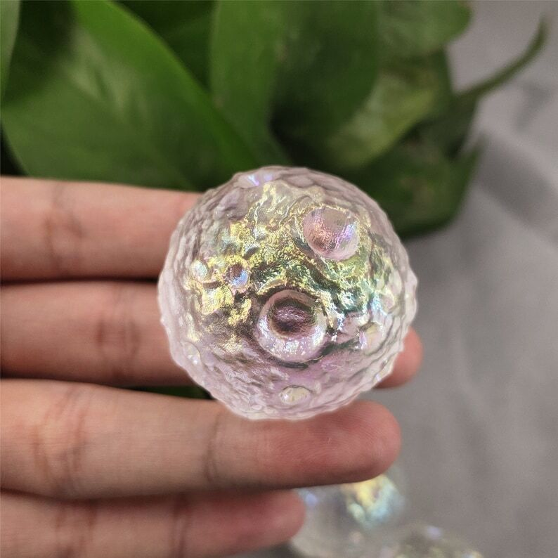 5PCS Titanium Rainbow Aura Clear Melting Stone Moon Quartz chakra Specimen Heal