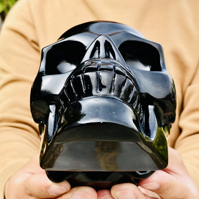 4.11LB Natural Obsidian gem skull Quartz Carved Crystal Skull Reiki Healing