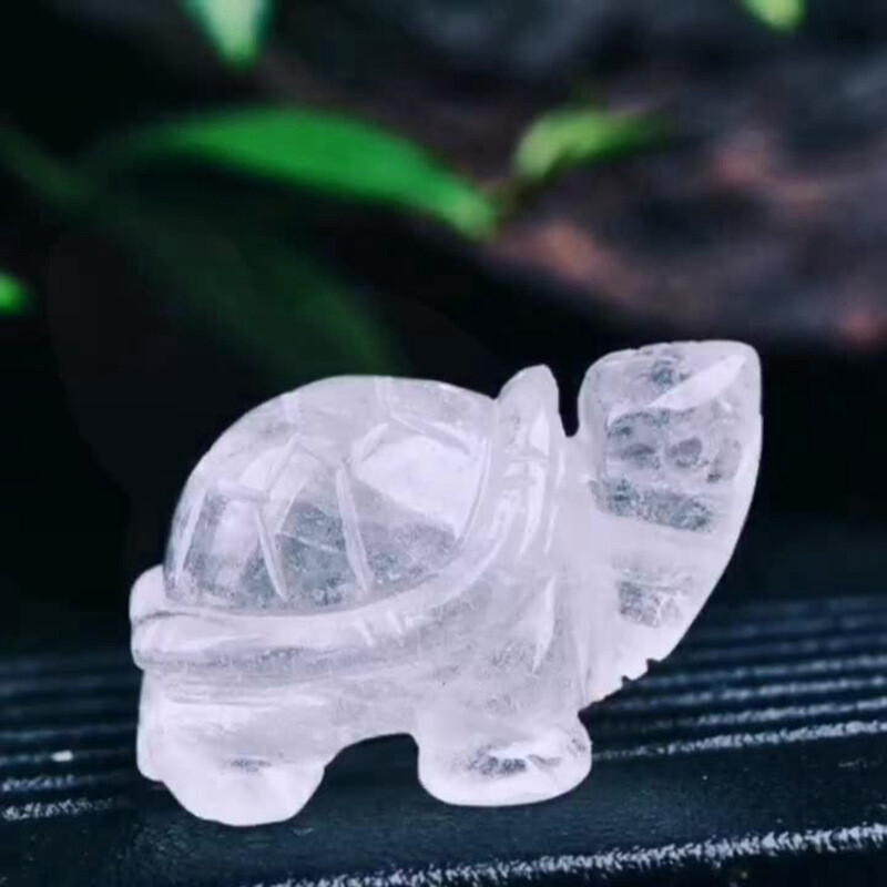 Natural Quartz Crystal Longevity Chakra Healing Stone Carved Turtle Animal Reiki