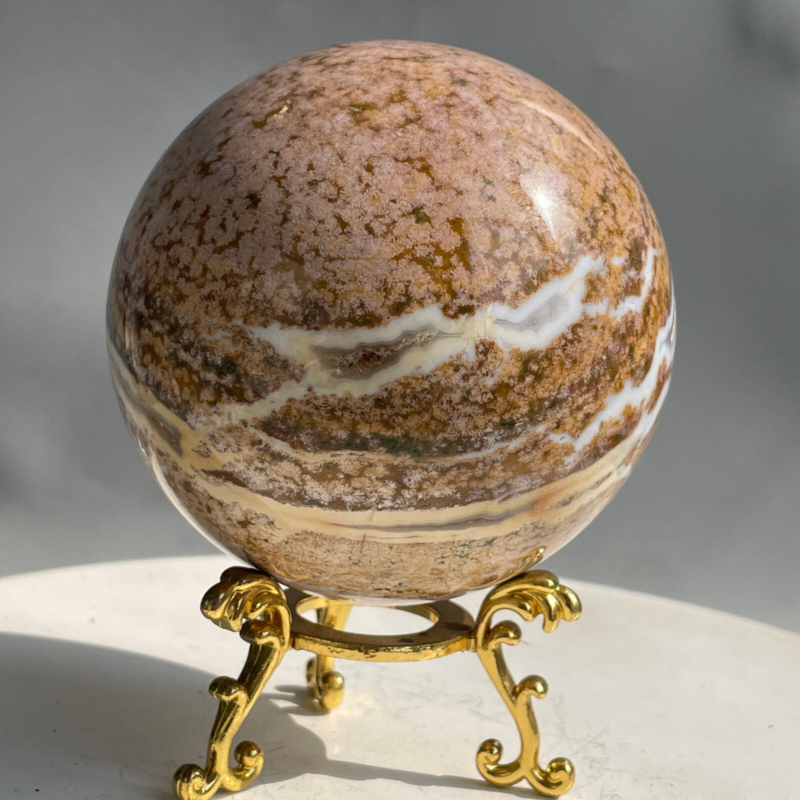 588G Natural Ocean Jasper Jade Crystal Polished Sphere Ball Healing Ball