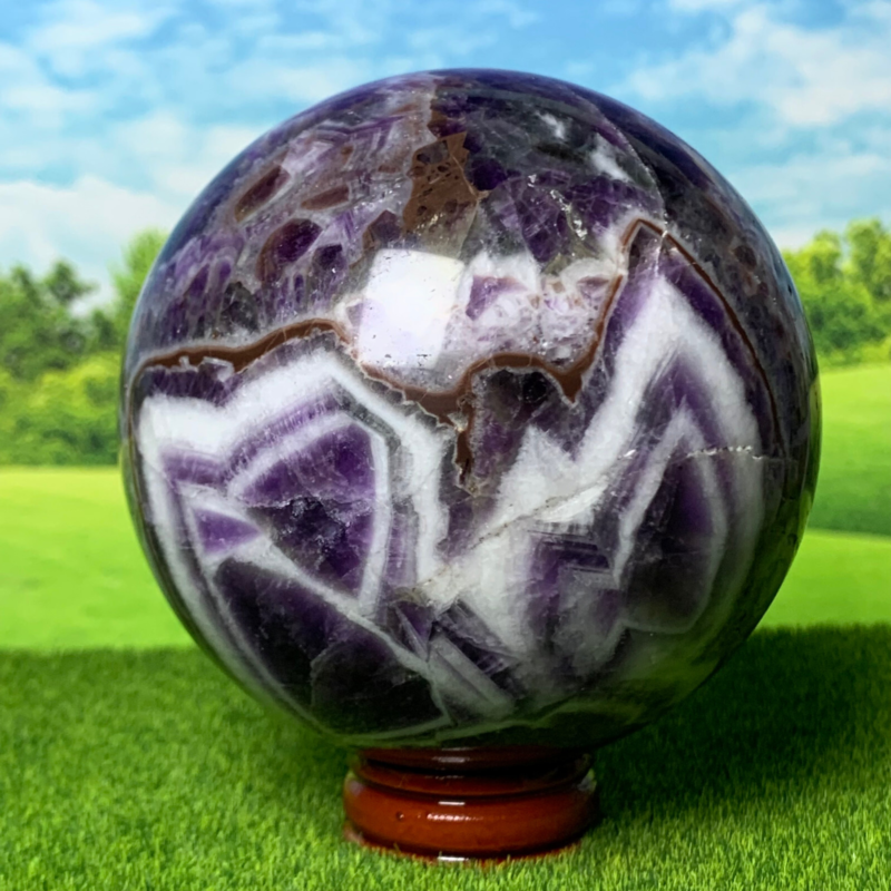 718G Rare High Quality Purple Dream Amethyst Quartz Crystal Sphere Healing Ball