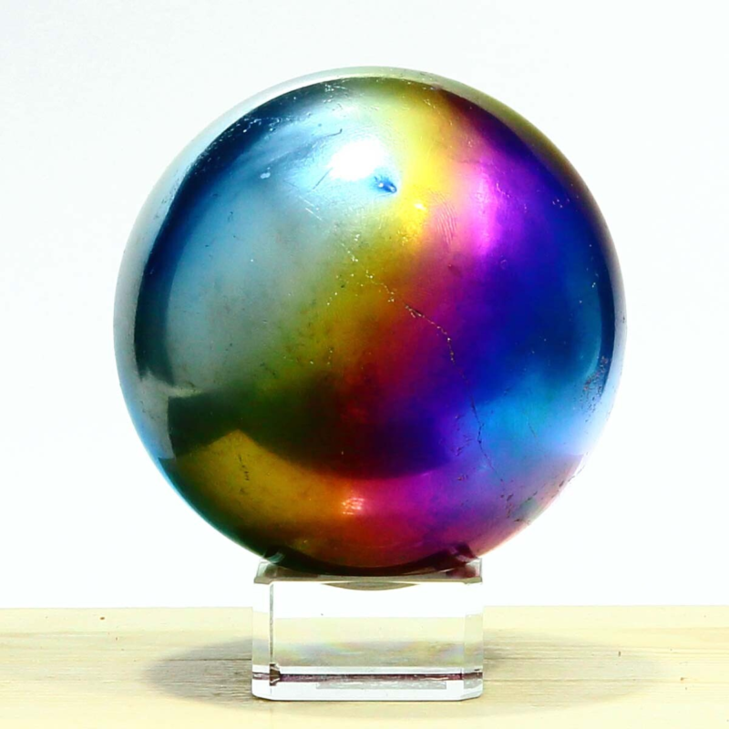 648g Natural Crystal Electroplated Rainbow Crystal Ball Quartz Sphere Healing