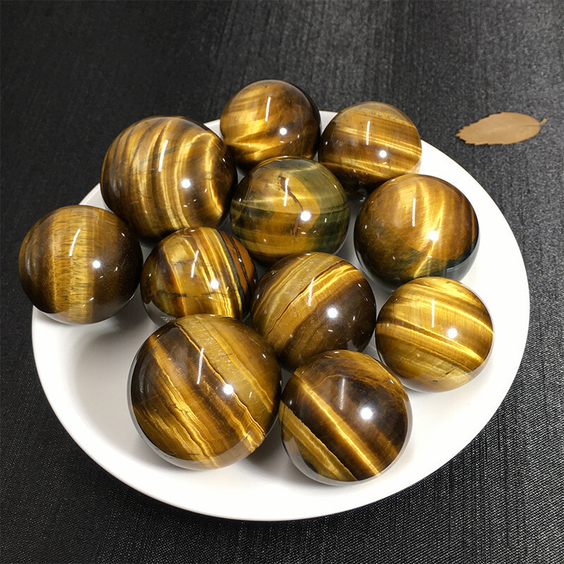 AAAA 40mm Natural Tiger&apos;s eye jasper sphere Quartz Crystal Ball Healing US Ship