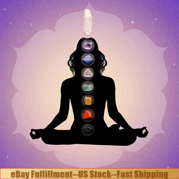 7 Chakra Rare Crystal Natural Quartz Reiki Balance Tumbled Stone Set W/ Pouch US