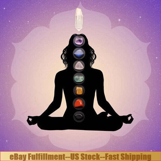 7 Chakra Rare Crystal Natural Quartz Reiki Balance Tumbled Stone Set W/ Pouch US