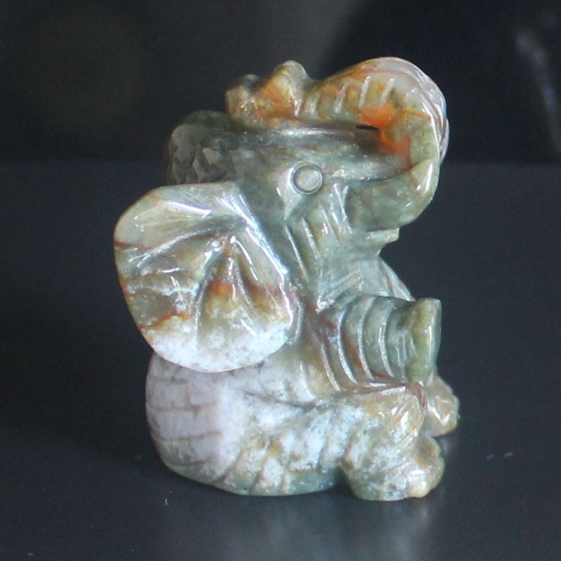 Carved gemstone crystal sitting elephant figurine animal carving home decor 2&apos;&apos;