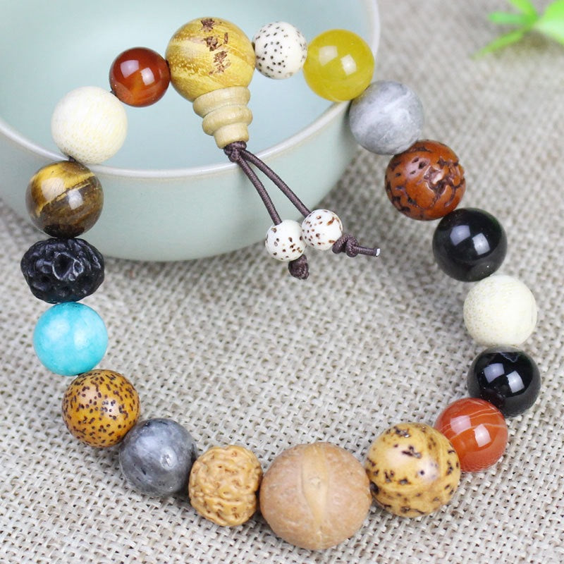 New Lingyin 18 Seeds Bodhi Seeds Bracelet Bracelets for Men and Women/Couple Duobao18Seed Buddha Beads Crafts Ornament
