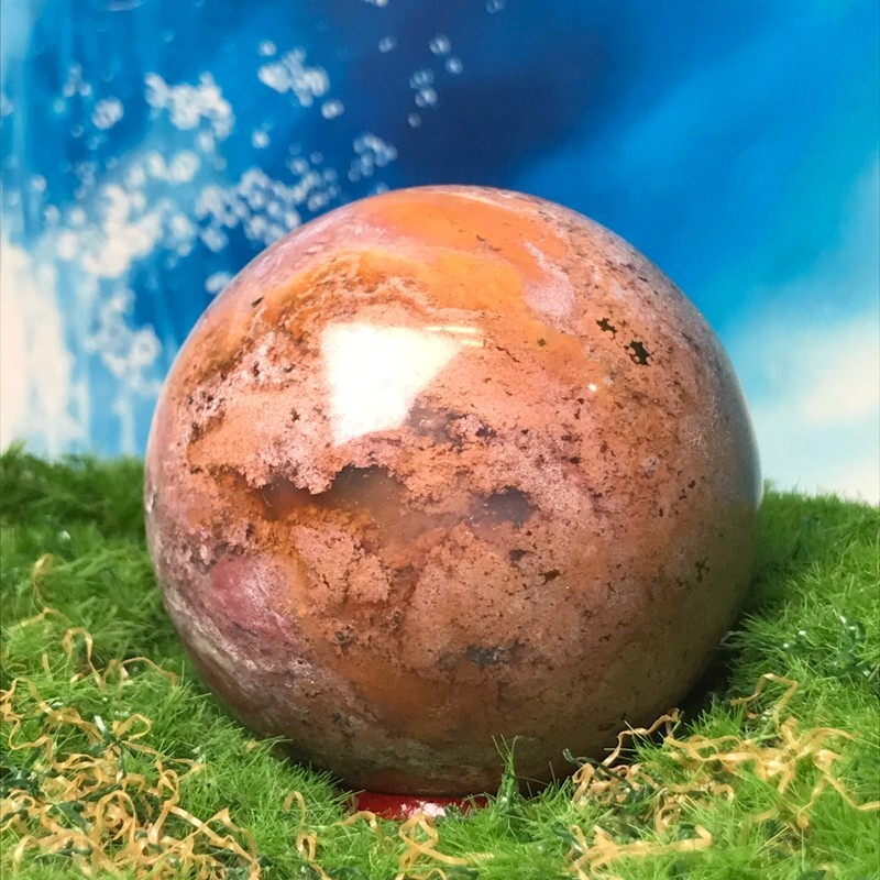 262GNatural Marine Jasper Quartz Ball Crystal Ball Mineral Sample Restoration