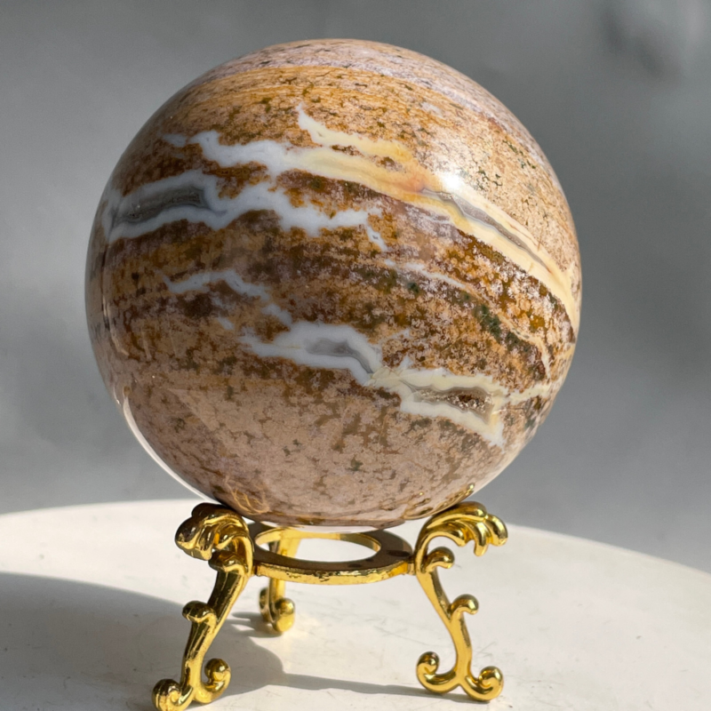 588G Natural Ocean Jasper Jade Crystal Polished Sphere Ball Healing Ball