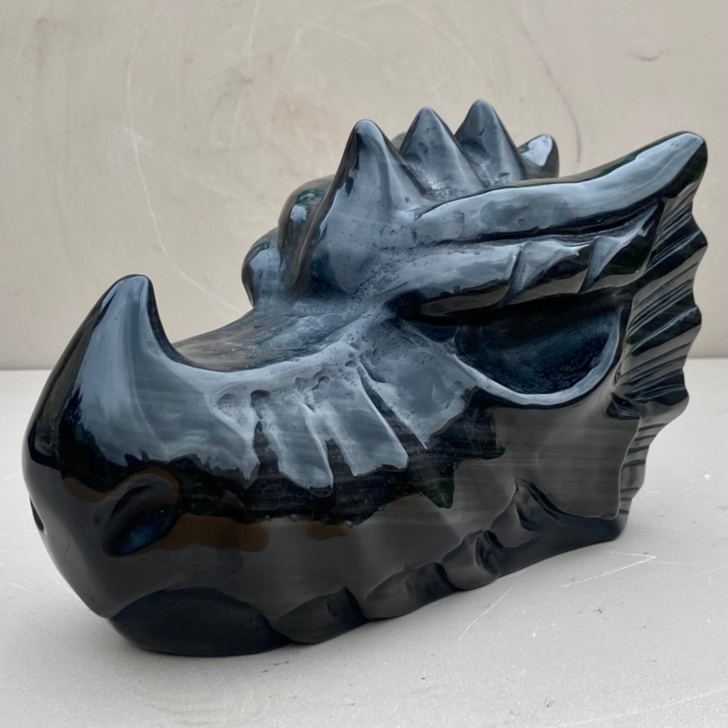 7.6LB natural obsidian carved dragon Head crystal ornaments Reiki energy healing
