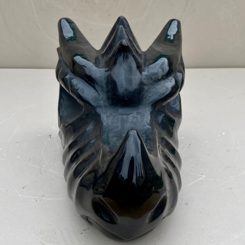 7.6LB natural obsidian carved dragon Head crystal ornaments Reiki energy healing