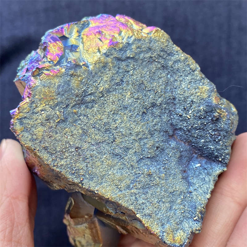 380g Electroplate Rainbow cluster quartz crystal mineral specimen reiki healing