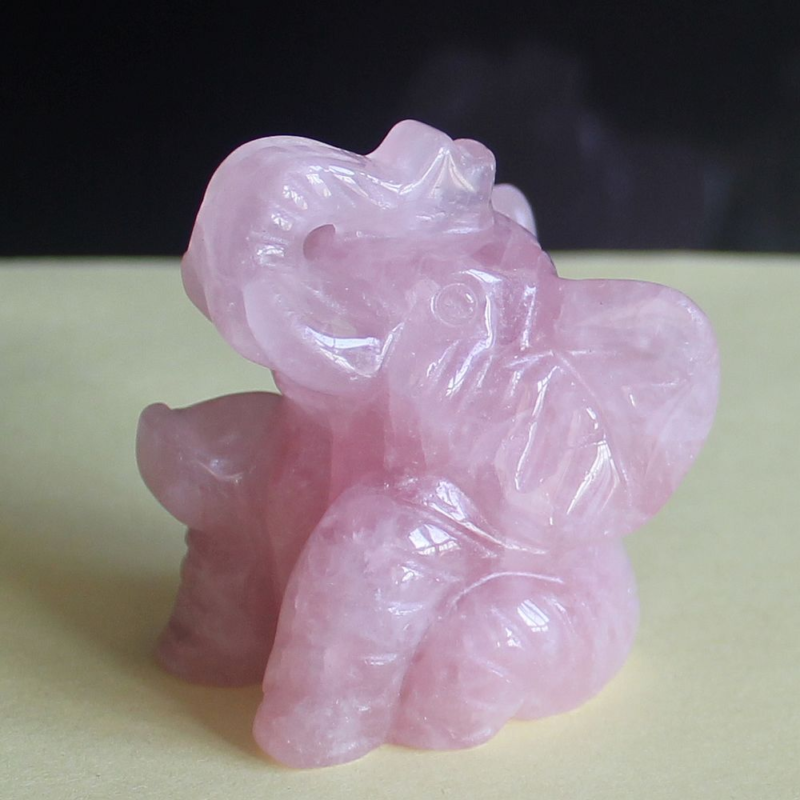 Carved gemstone crystal sitting elephant figurine animal carving home decor 2&apos;&apos;