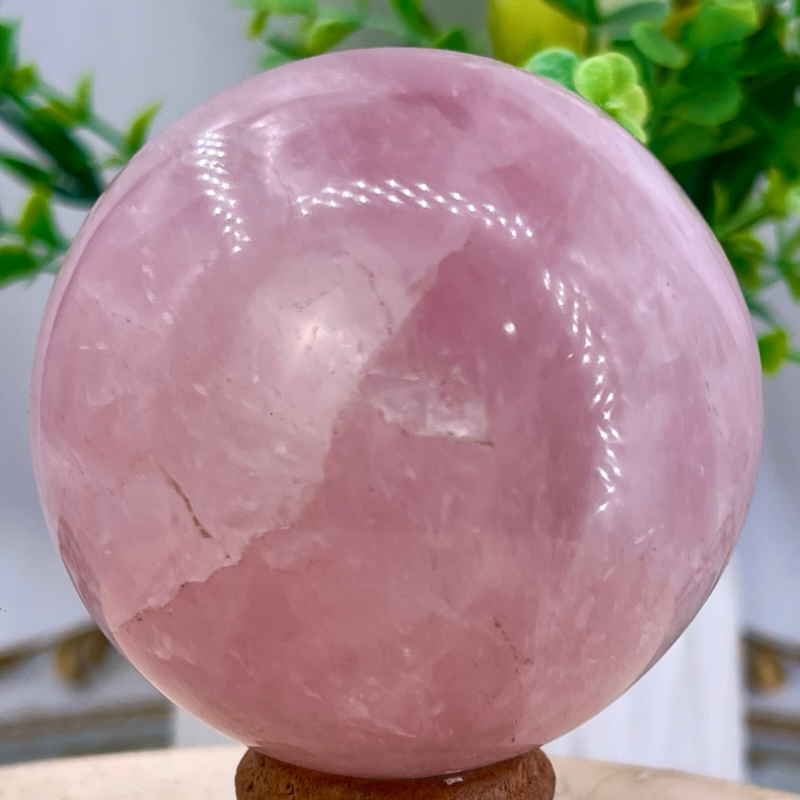 352G Natural Crystal Pink Rose Chakra Quartz Sphere healing ball Specimen