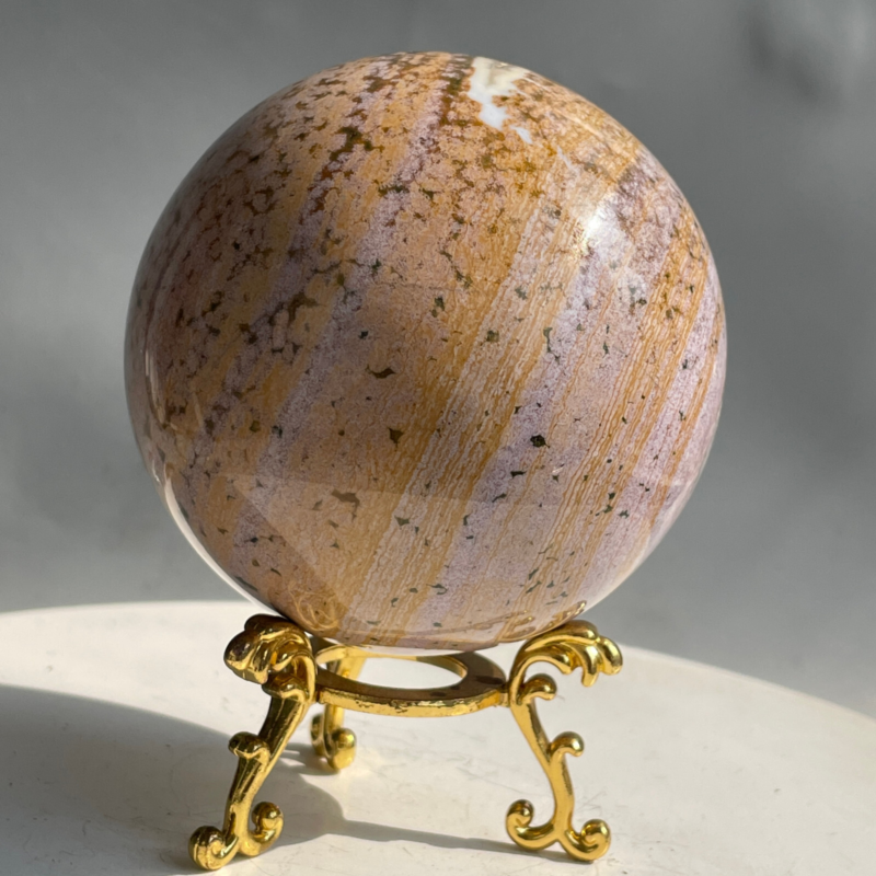 588G Natural Ocean Jasper Jade Crystal Polished Sphere Ball Healing Ball