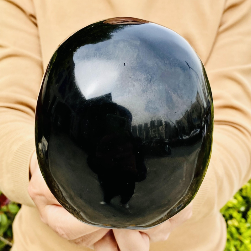 4.44LB Natural Obsidian gem skull Quartz Carved Crystal Skull Reiki Healing