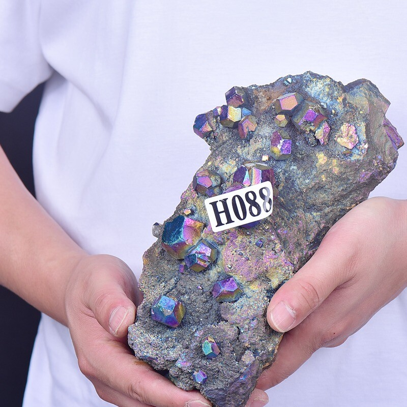 4.94LB Electroplated quartz Calcite mineral specimen for spiritual healing