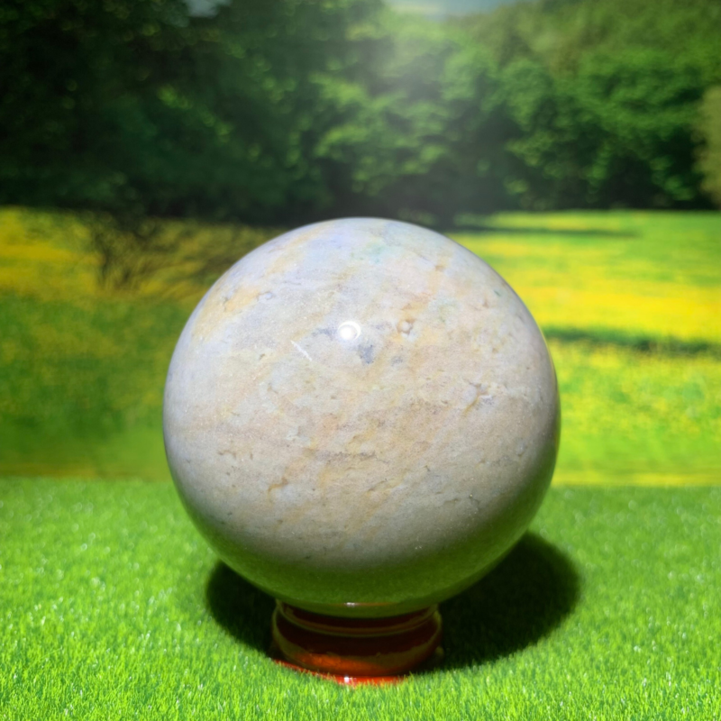 372GNatural Marine Jasper Quartz Ball Crystal Ball Mineral Specimen Restoration