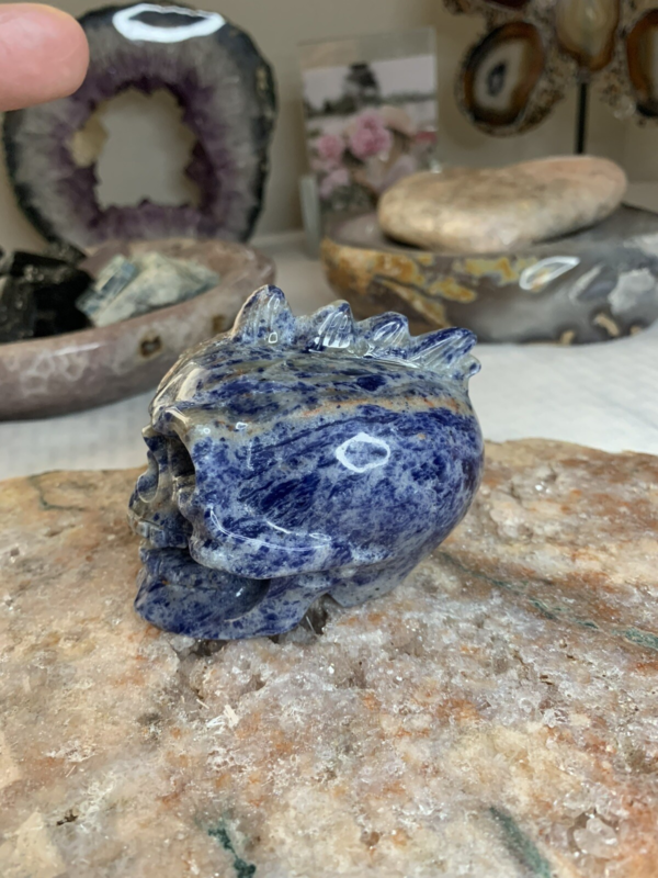 Lapis Lazuli Skull With Mohawk 472g 3 1/2” Carving