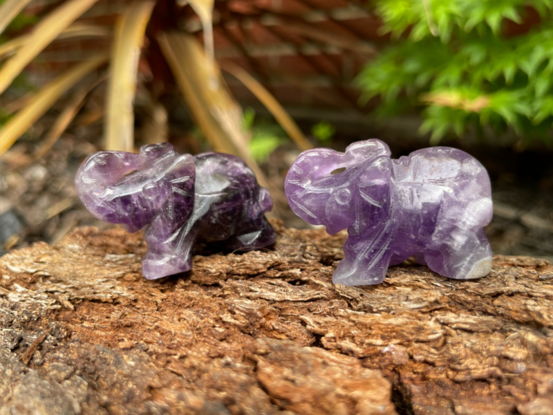 Elephant Hand Carved Gemstone Figurine | Crystal Elephant | Healing Animal