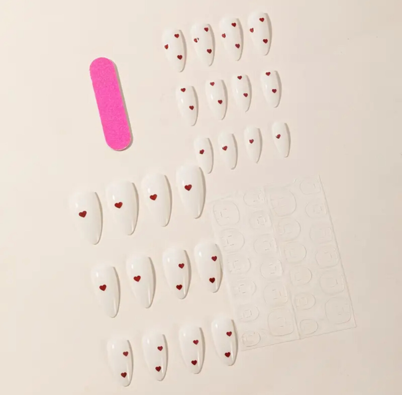 24pcs Press On False Finger Nails Fake Nails Glittered Solid Colours 52 Options