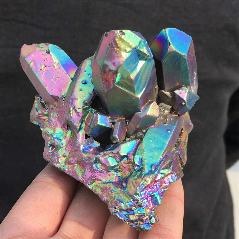290g Electroplate Rainbow cluster quartz crystal mineral specimen reiki healing