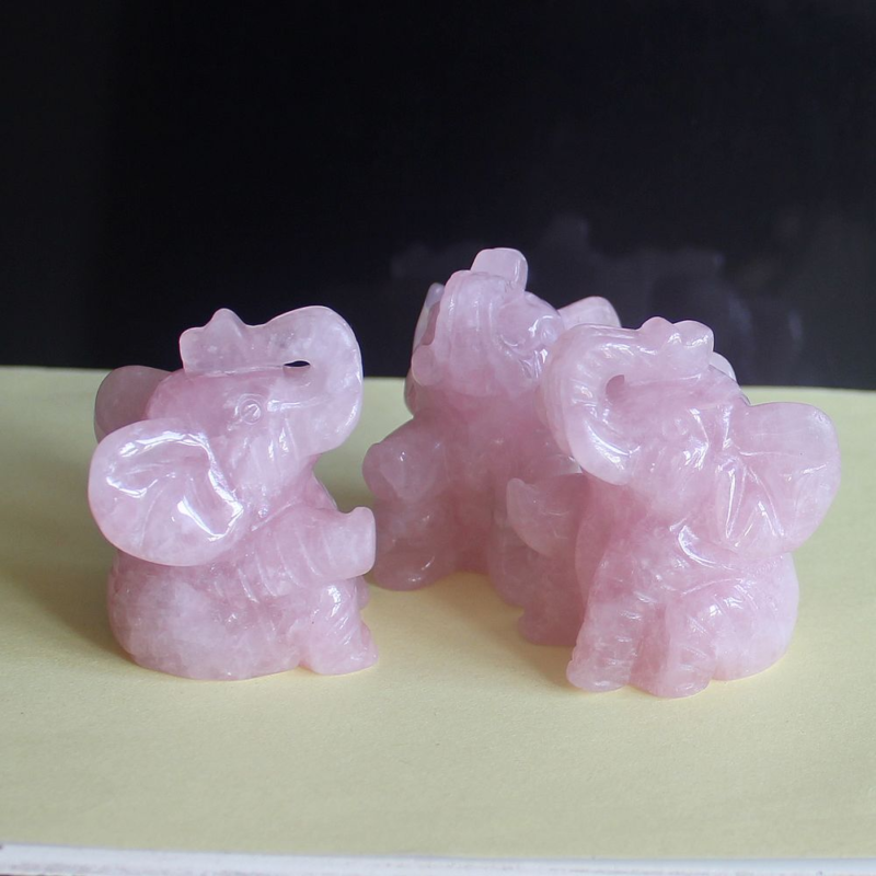 Carved gemstone crystal sitting elephant figurine animal carving home decor 2&apos;&apos;