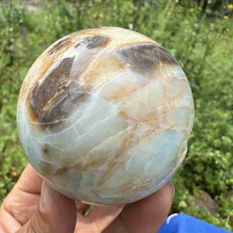 360g Natural Amazonite Quartz Sphere Crystal Polished Ball Reiki Healing Decor