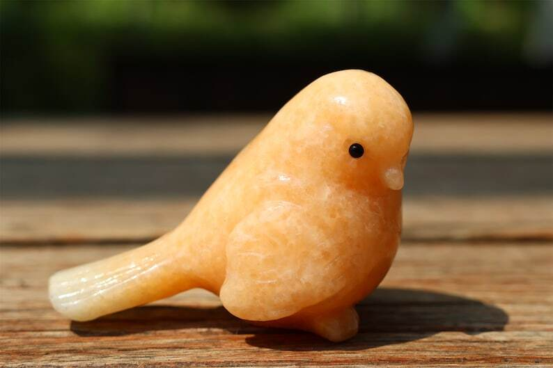 2.4" Natural Sunstone Carved bird Reiki Creative Crystal Skull decor gift 1pc